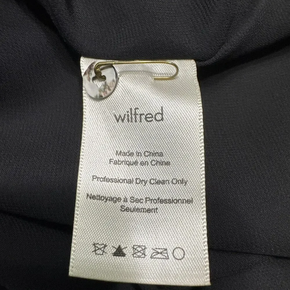 Wilfred Dress Womens M Black Crew Neck 3/4 Sleeve Pockets Lined Key Hole